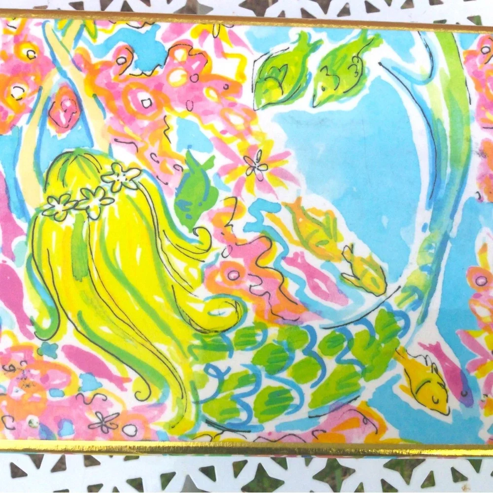 Lilly Pulitzer Colorful Mermaid Cove Floral Trinket Jewelry Box